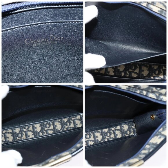 Christian Dior Trotter Canvas Shoulder Bag Navy Gold Auth ep10451 - Picture 15 of 16